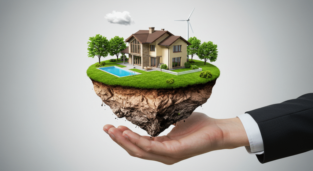 Affordable luxury villa floating on a hand – find the Cheapest property for sale in Ajman 2025